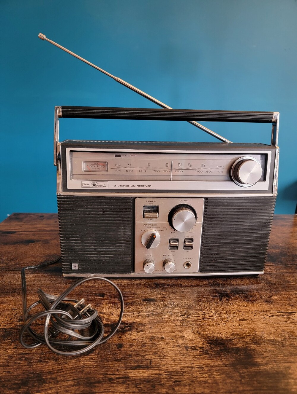 Rare Vtg SEARS Portable FM Stereo AM Receiver Radio Boombox GhettoBlaster #12363